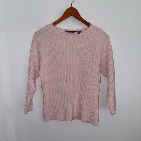 💗 Vintage Hillard & Hanson Baby Pink Cable Knit Sweater Women’s L Made in UK - Picture 3 of 12